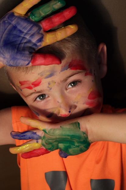 child with colors